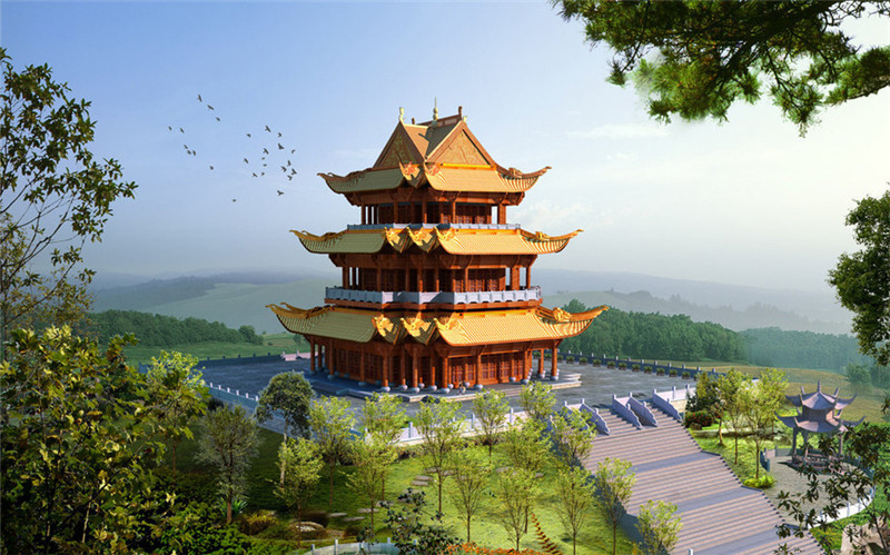 中式傳統(tǒng)東方園林設(shè)計(jì)效果圖（一）