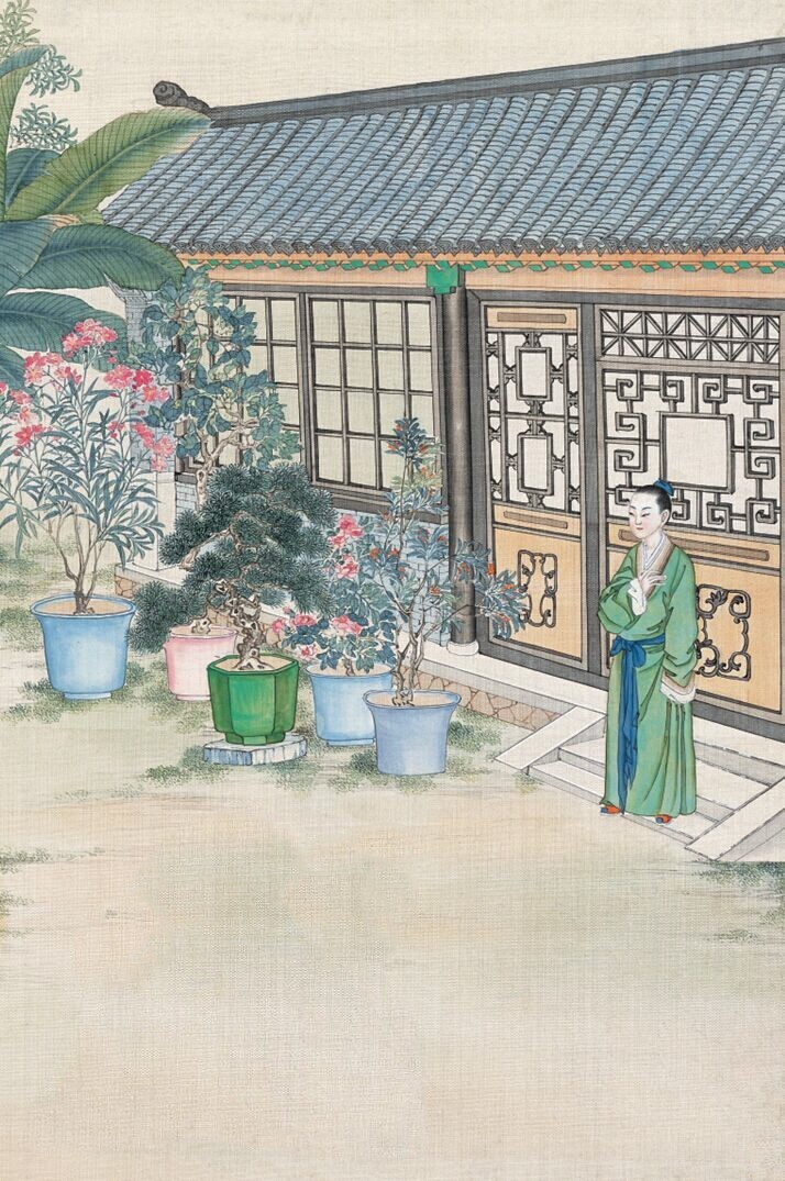 庭院深深，佳人依在