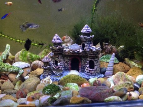 城堡別墅魚缸造景擺件，樹脂工藝品