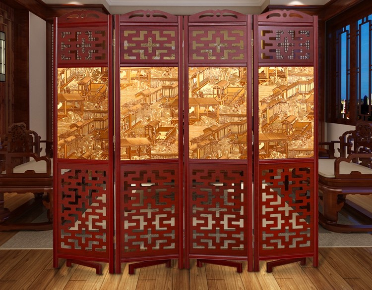 中國風實木古典屏風隔斷，中式雙面屏風