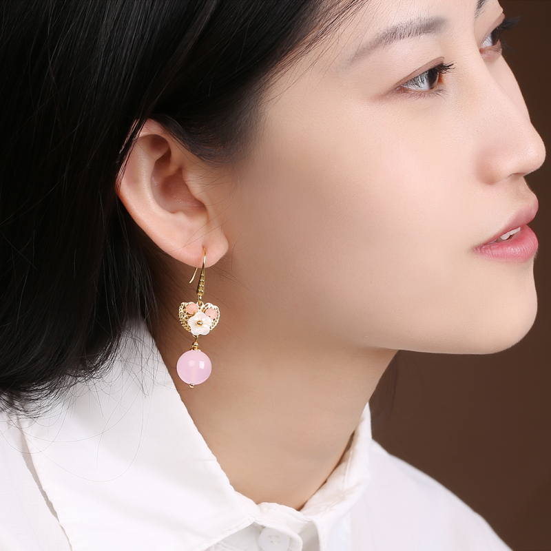 超仙粉色耳墜耳環(huán)，唯美少女心首飾