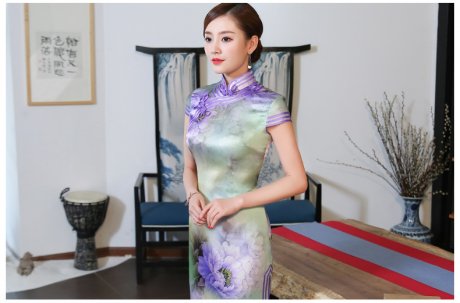 高貴紫清旗袍，唯美嬌艷旗袍裙