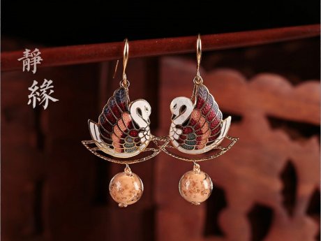 靜緣鴛鴦耳環(huán)，古典美好寓意首飾