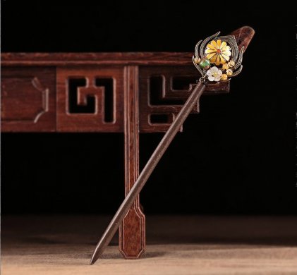 清新自然古風(fēng)發(fā)簪，明亮花朵簪子頭飾