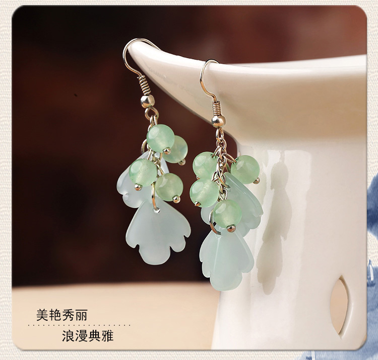 森系葉子吊墜耳環(huán)，古風文藝氣質首飾