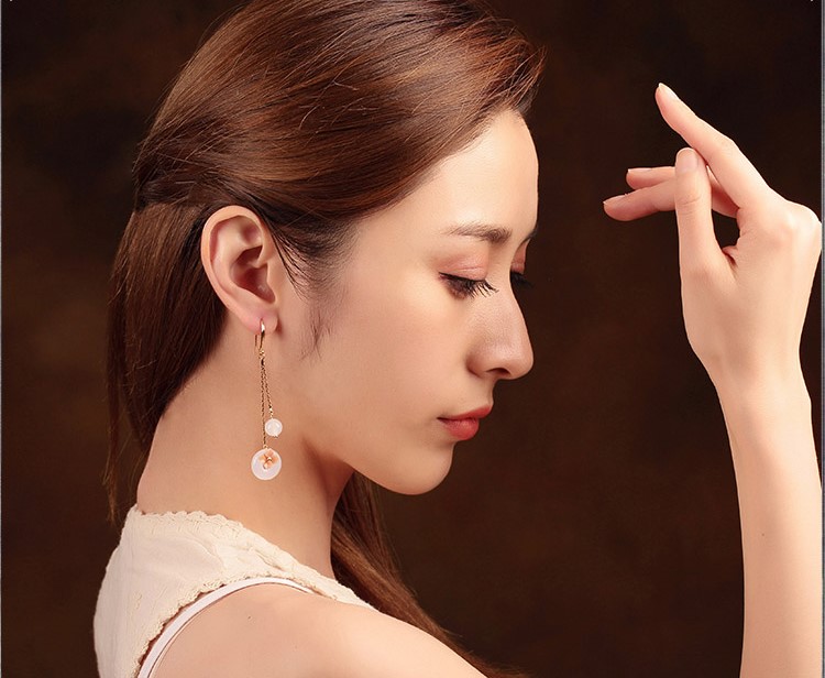 優(yōu)雅個性瑪瑙平安扣耳墜耳環(huán)，古風(fēng)長款耳環(huán)