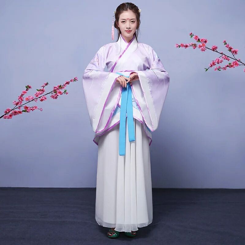 襦裙套裝仙女漢服，中國(guó)風(fēng)曲裾齊腰古裝圖片