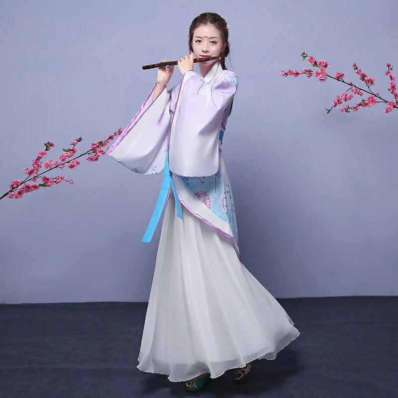襦裙套裝仙女漢服，中國(guó)風(fēng)曲裾齊腰古裝圖片