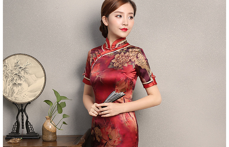 喜慶復(fù)古修身旗袍，時尚復(fù)古旗袍裙
