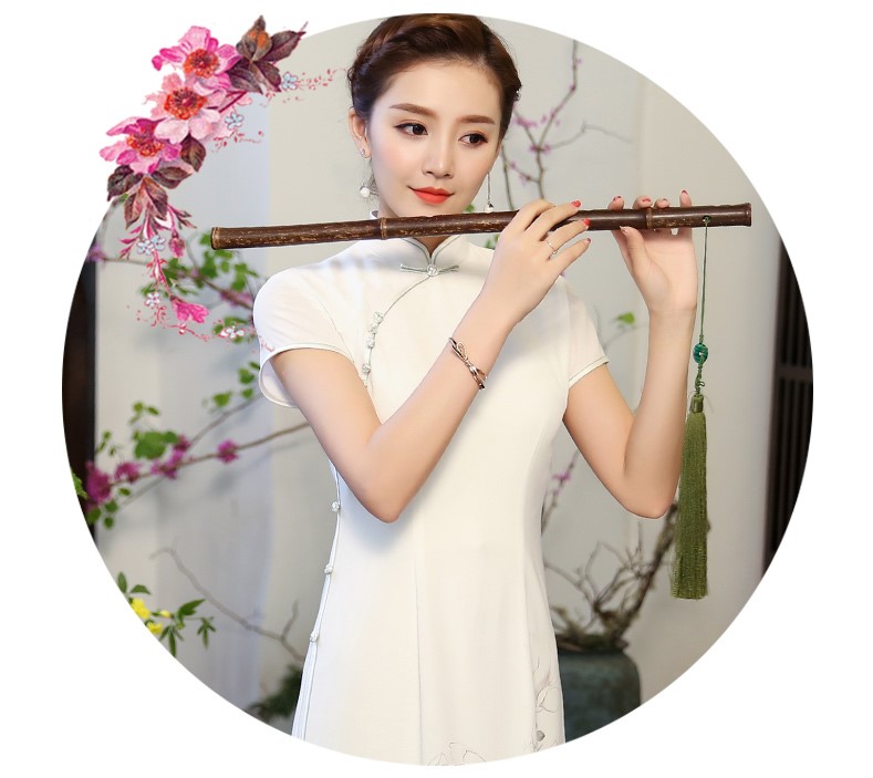 白玉嬌旗袍，復(fù)古素雅旗袍裙