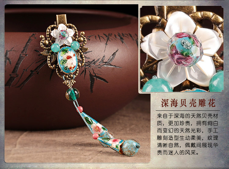 清悠靜雅幻香仙發(fā)夾，古典景泰藍發(fā)飾頭飾