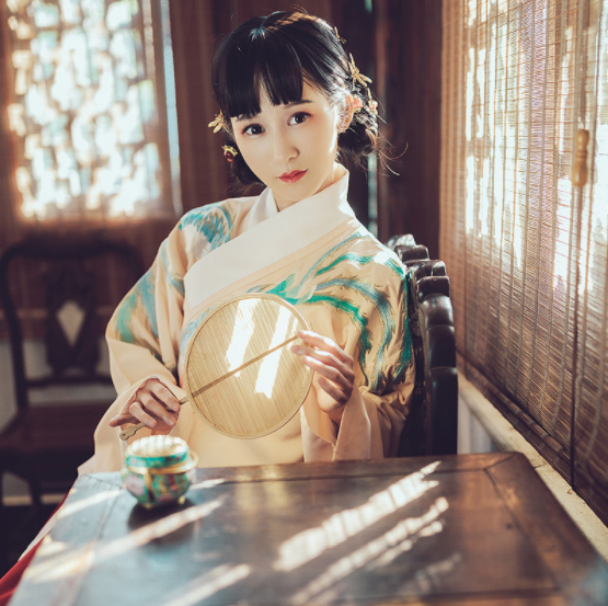 交領(lǐng)襖裙?jié)h服，改良琵琶袖馬面裙