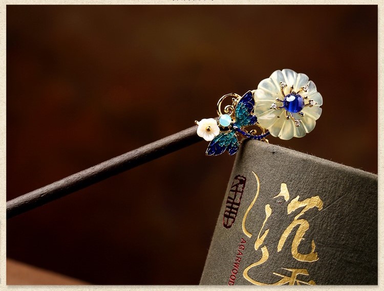 古風(fēng)花朵發(fā)簪發(fā)飾，未聞花名中式簪子頭飾