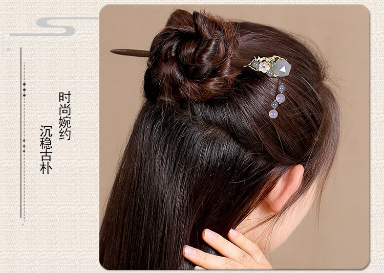 水晶復(fù)古風(fēng)發(fā)簪，古代步搖發(fā)簪頭飾