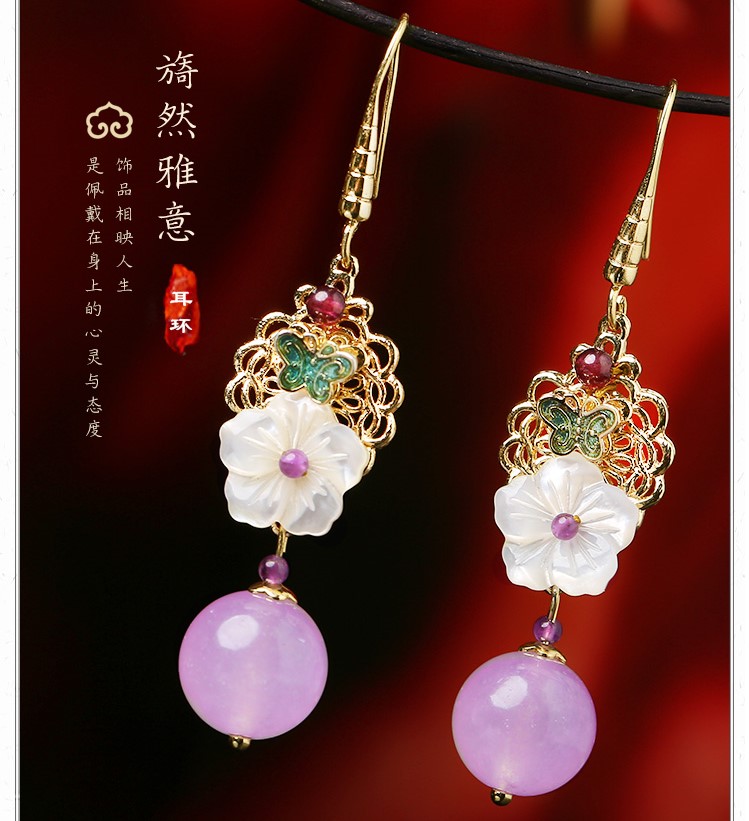 旖然雅意耳環(huán)，清新氣質(zhì)花朵耳環(huán)首飾