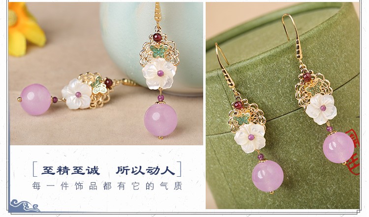 旖然雅意耳環(huán)，清新氣質(zhì)花朵耳環(huán)首飾