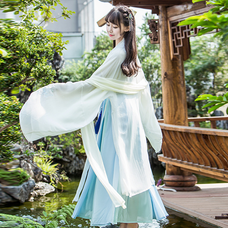 清新魏晉風(fēng)漢服，古裝仙女大袖衫齊腰襦裙