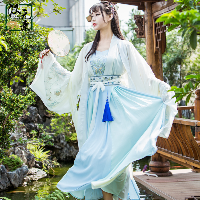 清新魏晉風(fēng)漢服，古裝仙女大袖衫齊腰襦裙