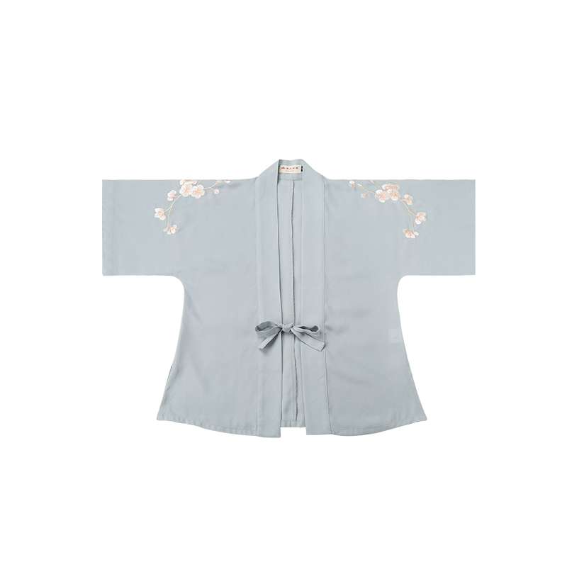 傳統(tǒng)雙袖刺繡漢服上衣，對襟半臂繡花漢服