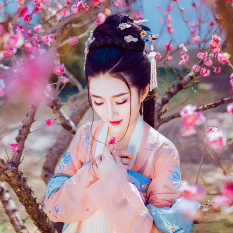 復古漢服齊胸襦裙，新款繡花漢服美女圖片