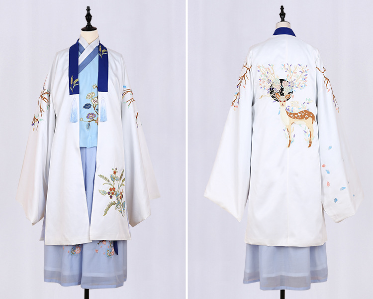 魏晉風(fēng)回雪襦裙?jié)h服，清新淡雅小鹿刺繡漢服