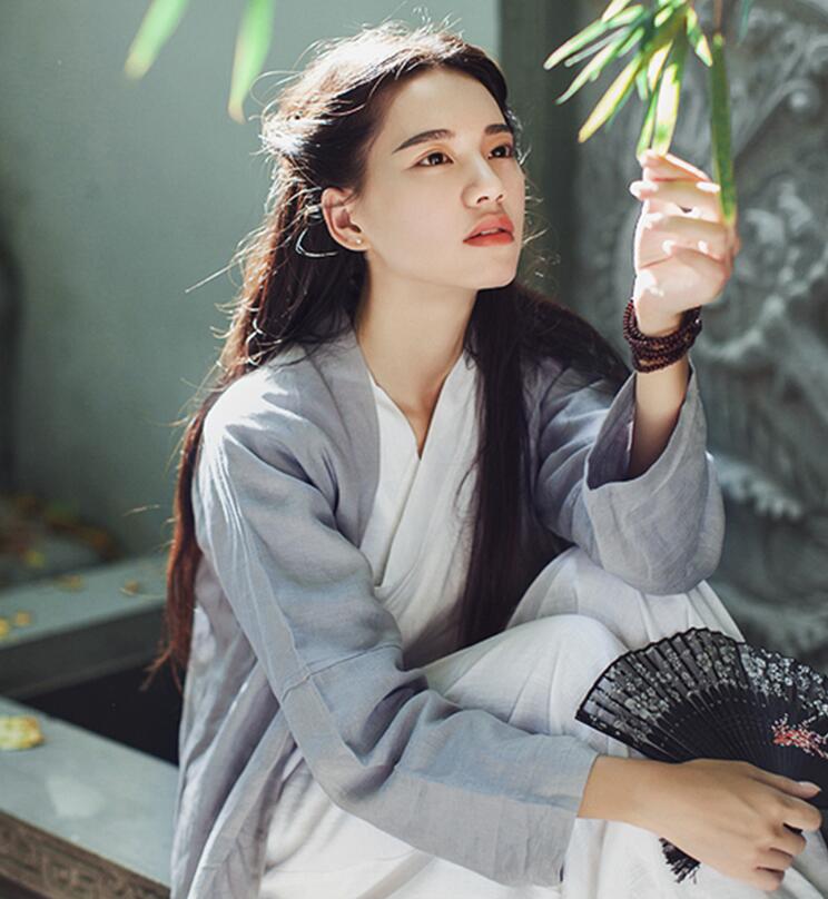 兩款復(fù)古亞麻民國風(fēng)漢服，白色簡約中式漢服