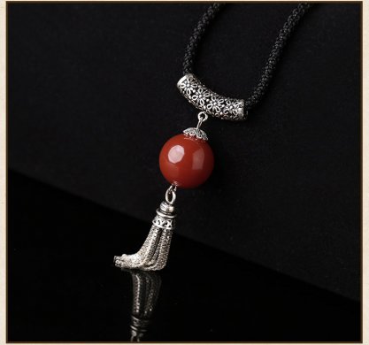 簡(jiǎn)約時(shí)尚中國風(fēng)鏈子，瑪瑙銀流蘇項(xiàng)鏈?zhǔn)罪? /></a></div><a href=