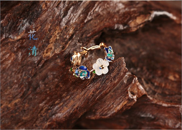花清典雅指環(huán)，中國風(fēng)簡約戒指首飾