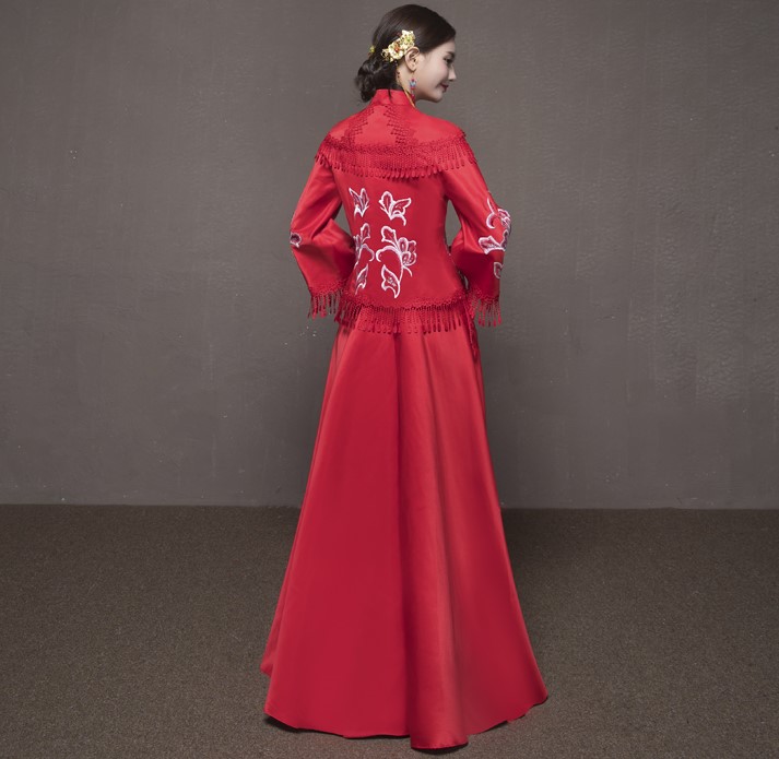 蝶戀花蘇繡新娘結(jié)婚禮服，唯美大氣中式禮服