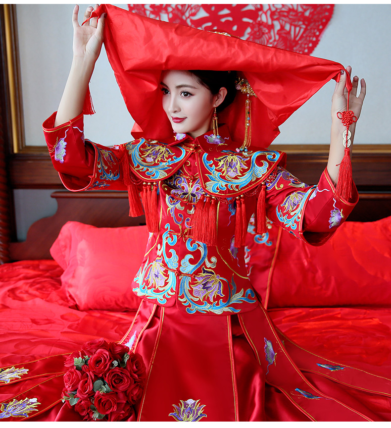古典秀禾中式禮服，流蘇新娘結(jié)婚禮服