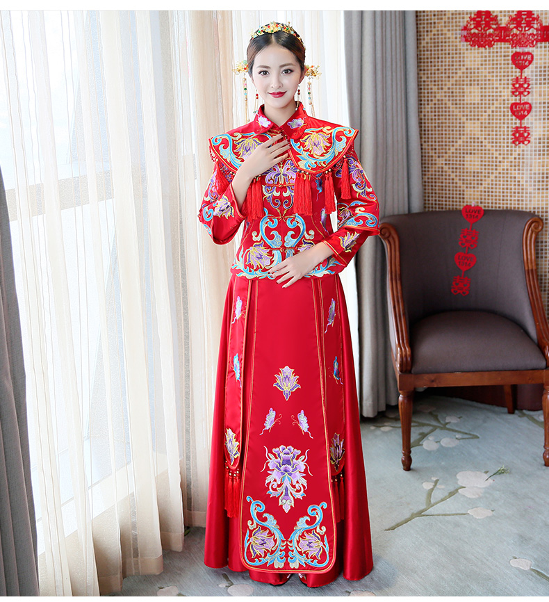古典秀禾中式禮服，流蘇新娘結(jié)婚禮服