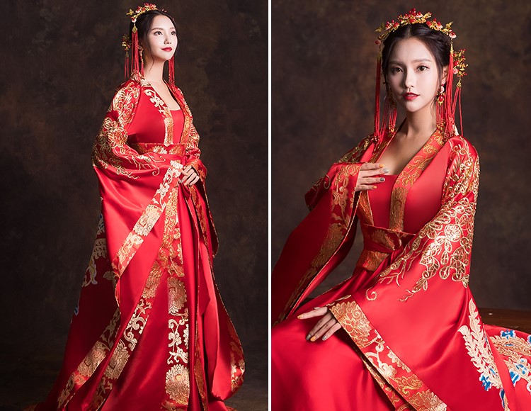 漢服新娘結(jié)婚禮服，奢華大氣中式禮服