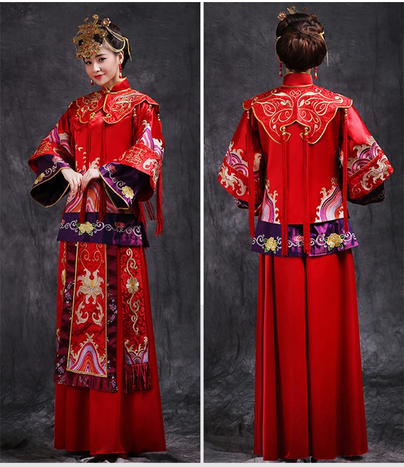 風(fēng)姿華美新娘禮服，復(fù)古刺繡中式禮服