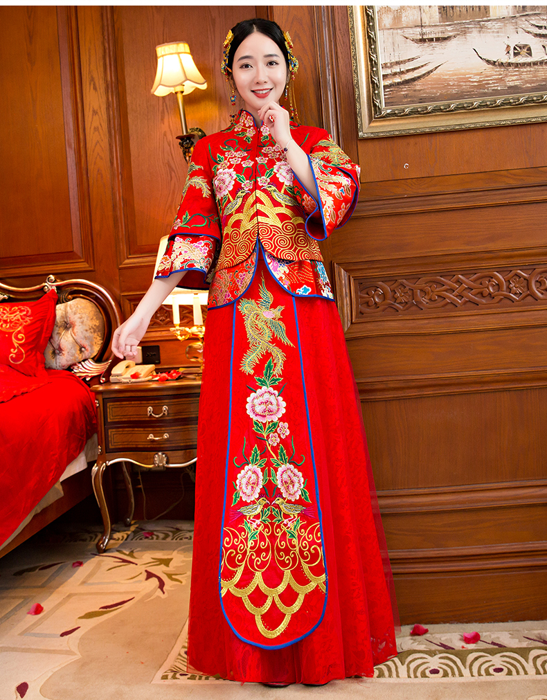 復(fù)古刺繡新娘禮服，古韻秀禾服中式禮服