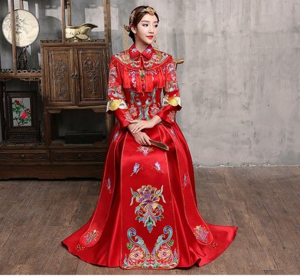 花開并蒂新娘禮服，氣質(zhì)中式禮服