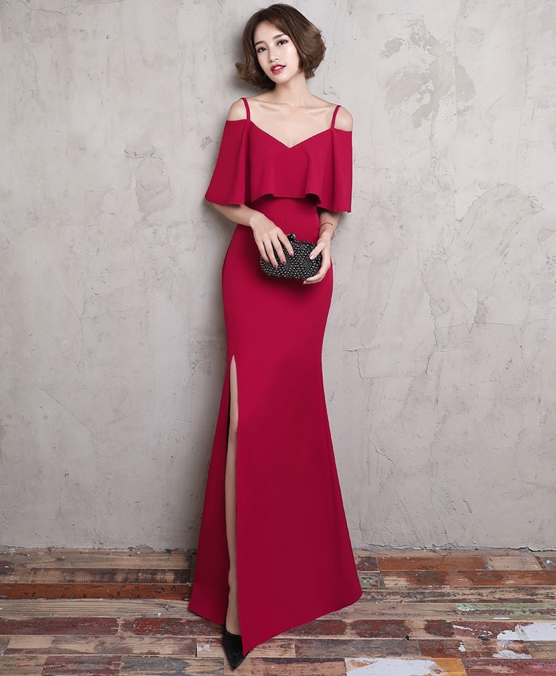 時(shí)尚大方吊帶中式禮服，優(yōu)雅中國(guó)風(fēng)晚禮服