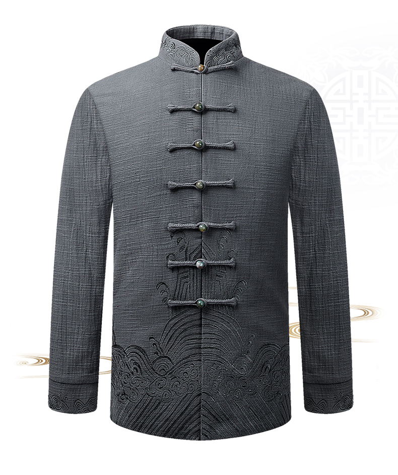 古典刺繡男士唐裝，復古風中式唐裝