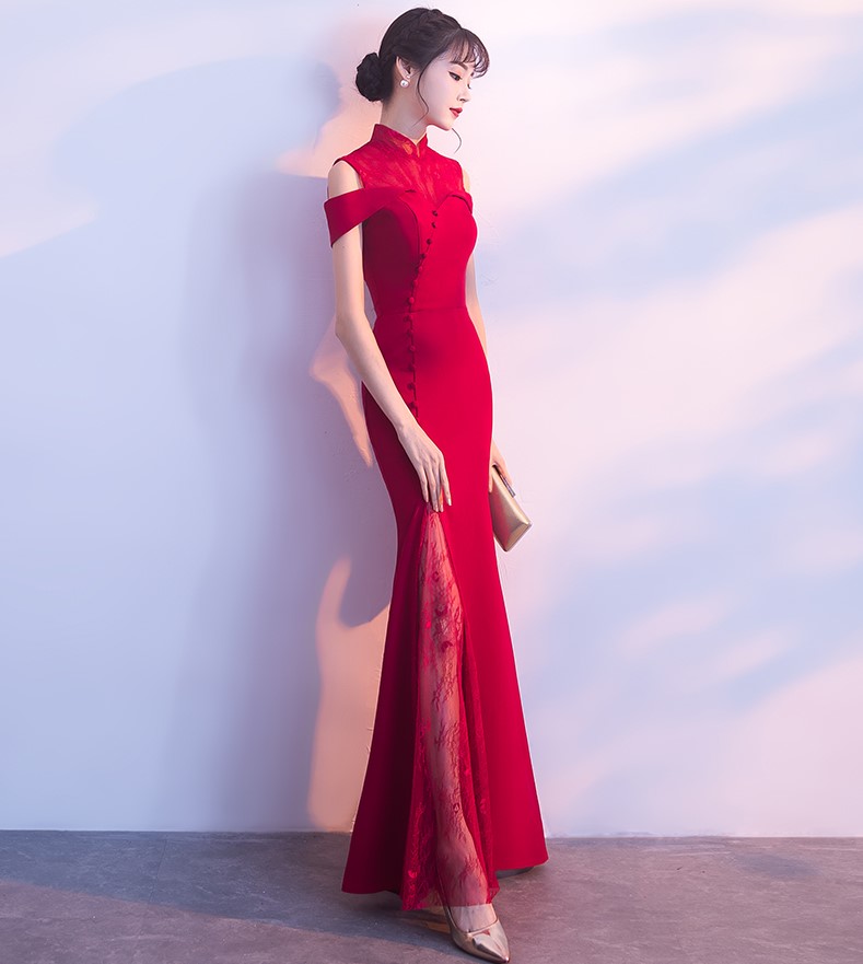 魚尾修身中式禮服，唯美中國風(fēng)晚禮服