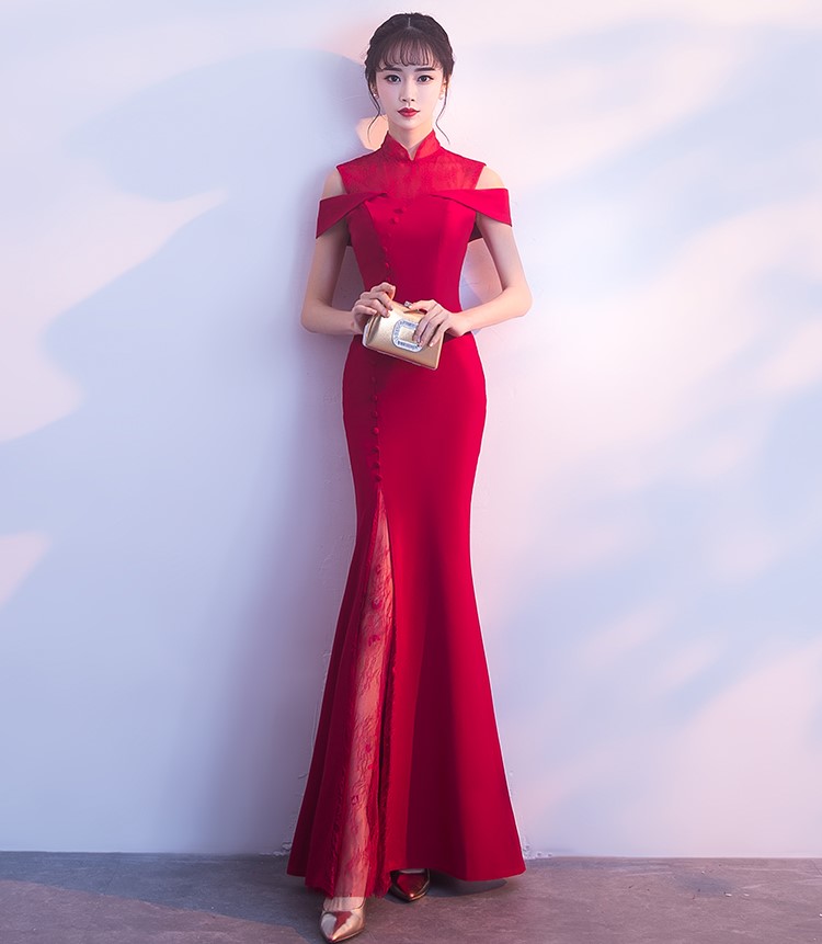 魚尾修身中式禮服，唯美中國風(fēng)晚禮服