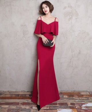 時尚大方吊帶中式禮服，優(yōu)雅中國風晚禮服
