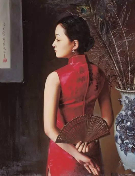 風情萬種的油畫旗袍女子！
