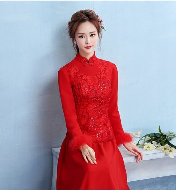 古典中式禮服，中國(guó)風(fēng)保暖晚禮服
