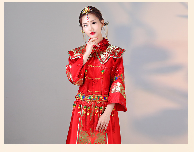 傳統(tǒng)古典刺繡中式禮服，中國風唯美新娘禮服