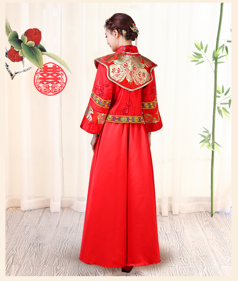 傳統(tǒng)古典刺繡中式禮服，中國風唯美新娘禮服