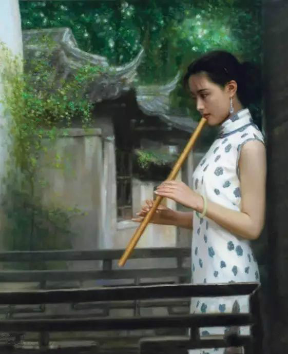 風(fēng)情萬(wàn)種的油畫(huà)旗袍女子！