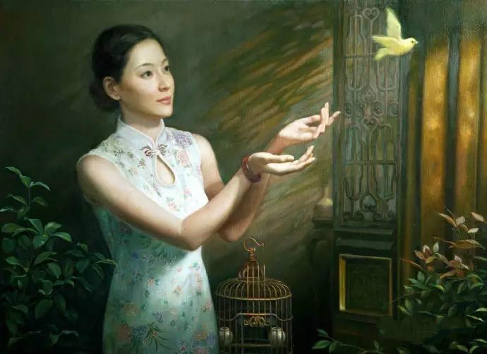 風(fēng)情萬(wàn)種的油畫(huà)旗袍女子！