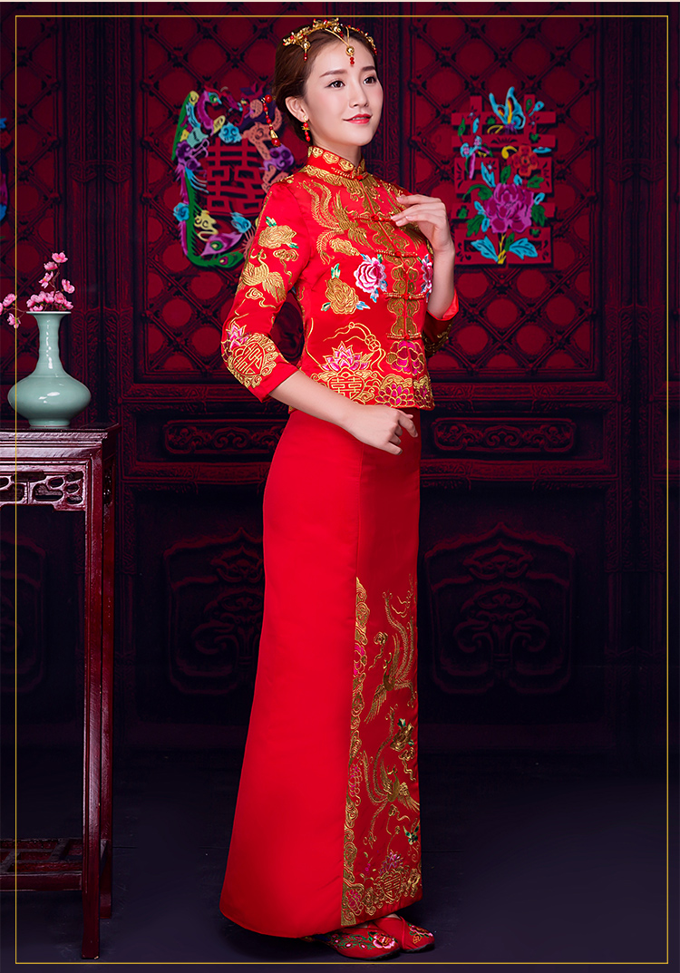 儒雅裙擺新娘禮服，魅力時尚中式禮服