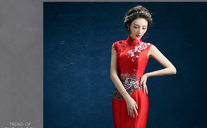 時尚復(fù)古禮服裙，迷人長款中式禮服