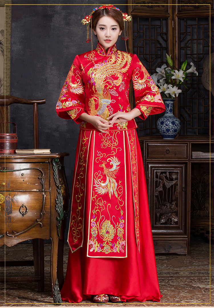 優(yōu)雅時(shí)尚中式禮服，復(fù)古中國(guó)風(fēng)新娘禮服