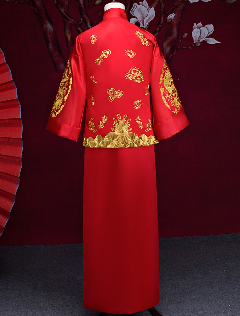 金龍男士古裝中式禮服，復古中國風新郎禮服